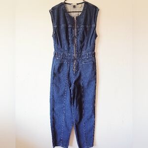 NWT Universal Thread Dark Wash Cinch Waist Denim Jumpsuit